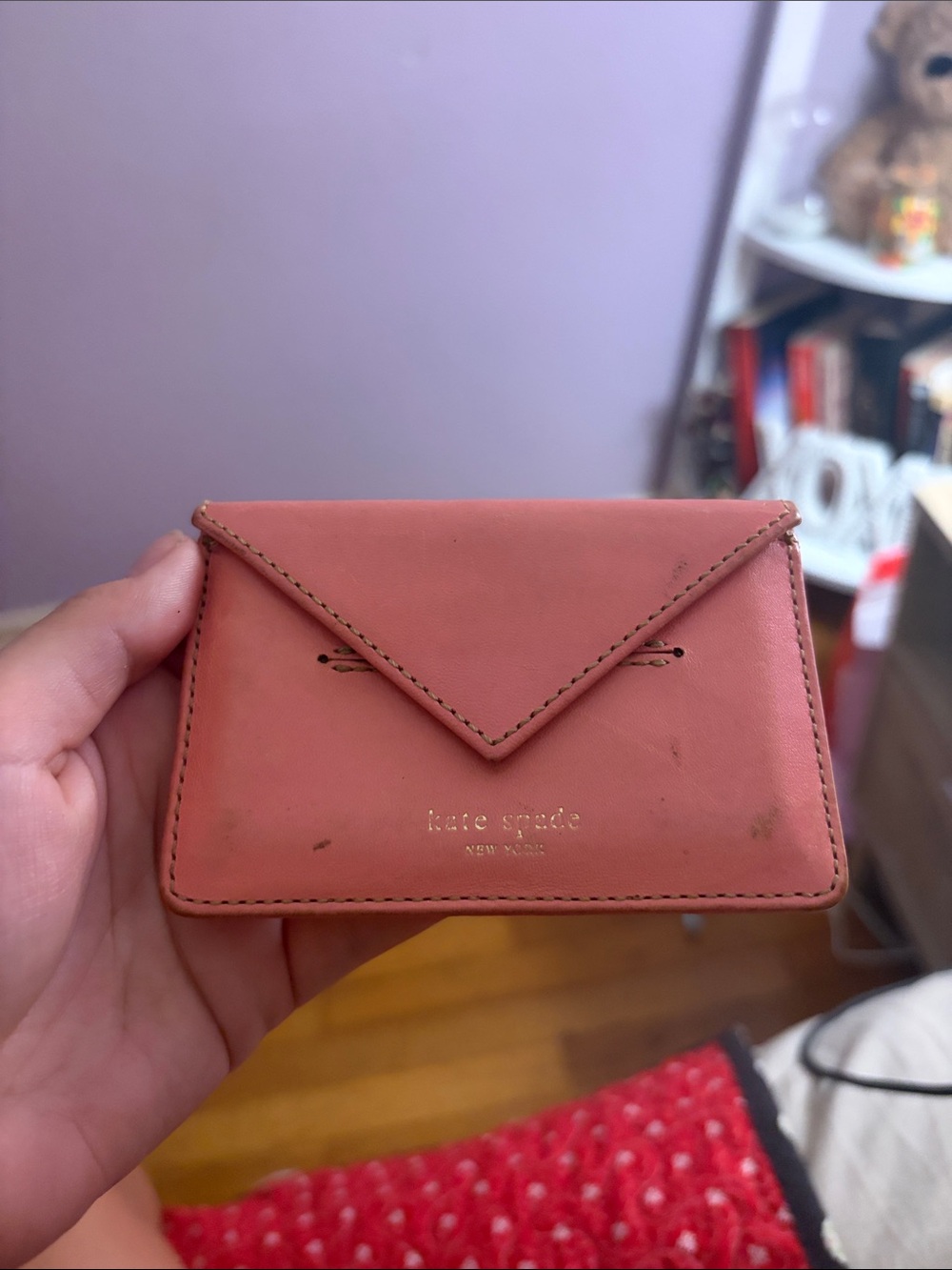 kate spade Rose Pink Leather Envelope Card Case